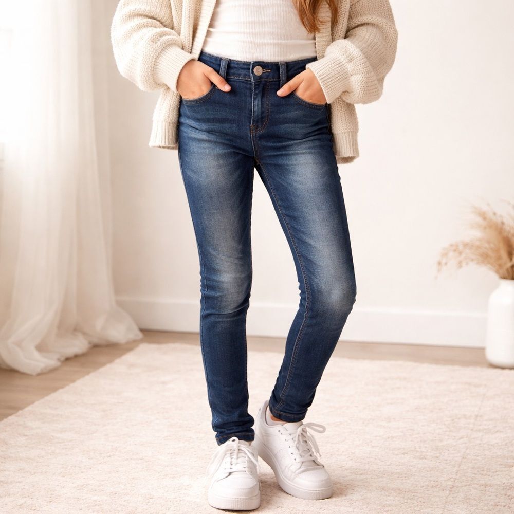 Justice Girls Size 12 Dark Wash Skinny Jeggings Pull On Stretch Jeans